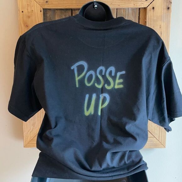 M&O Knits Funny Michelle Bisquit Black T-shirt Airbrushed Size Medium - Picture 4 of 10